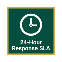 24-Hour Response SLA badge with clock icon