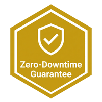 Zero-Downtime Guarantee badge with shield icon