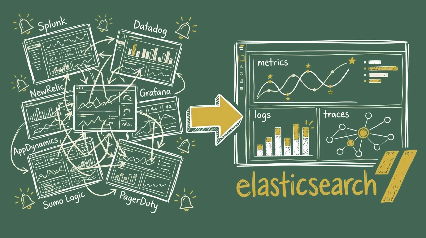 Unified observability dashboard consolidating fragmented monitoring tools into a single Elasticsearch platform