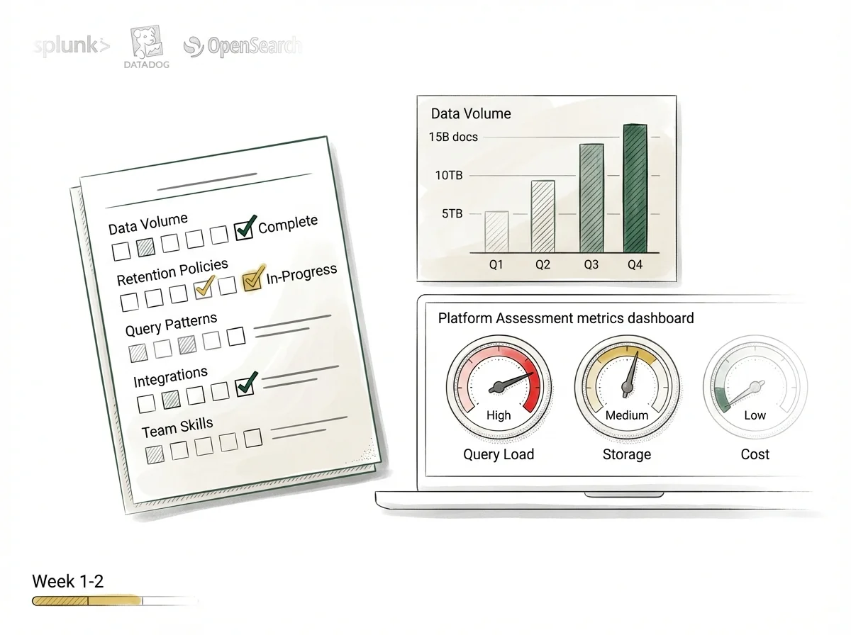 Migration assessment audit checklist with data volume analysis